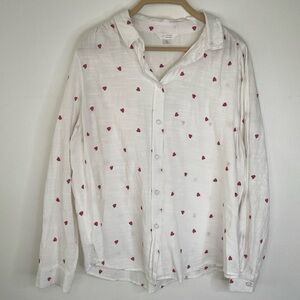 Coquette Kawaii Y2K Heart Print cotton Button-Up Blouse XL